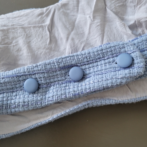 Gaala Paris Tweed Blue Bustier Cropped Bra Tank Top Button Back Dainty Chic 40 S - Picture 9 of 13